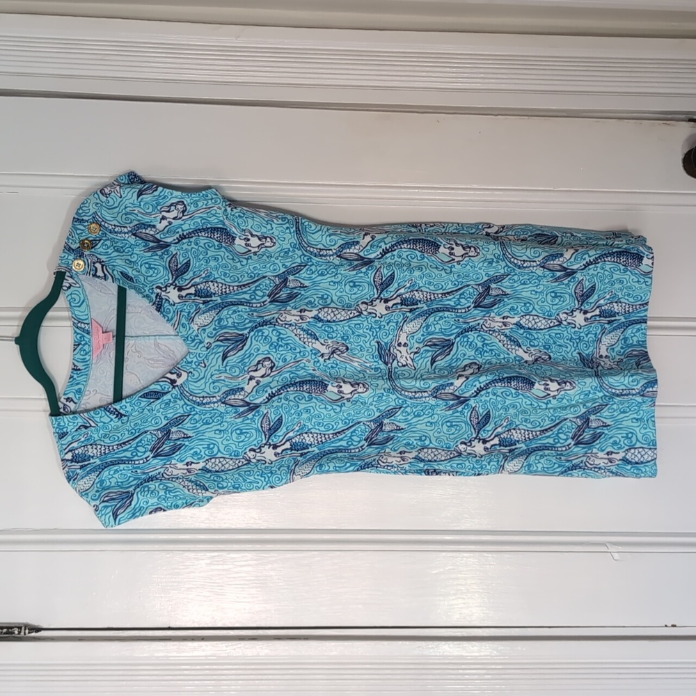 🫰🏼Lilly Pulitzer Nice Tail Mermaid Aqua Turquoise Mini Dress🧜🏼‍♀️